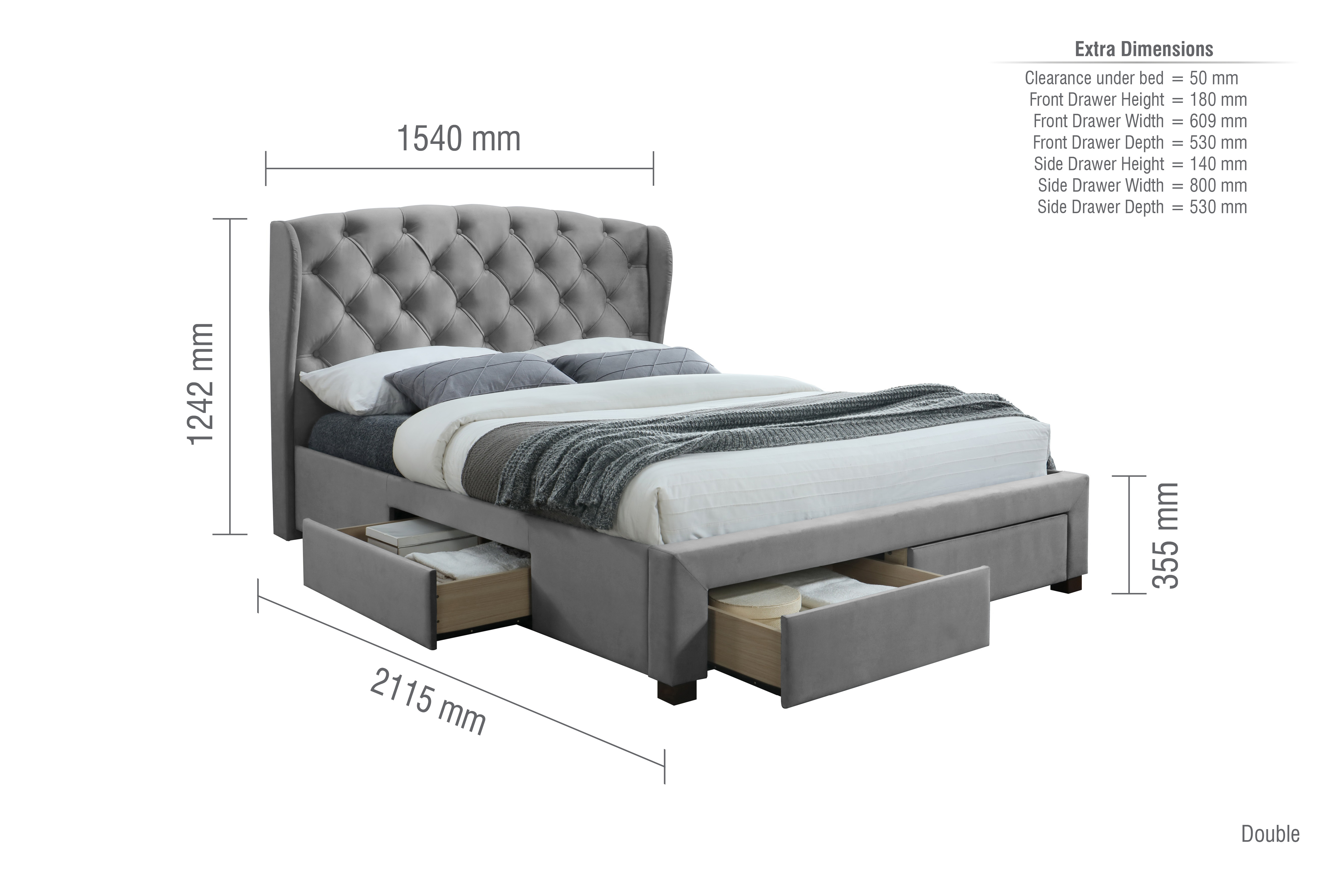 Height of hotsell a double bed